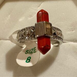 BP Desert Queen Silver Ring with Red Stone Accent - Size 8